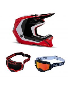 Fox V1 Nitro MX Helm Combo rot