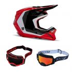 Fox V1 Nitro MX Helm Combo rot